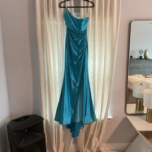 Sherri Hill One-Shoulder Blue Prom Dress